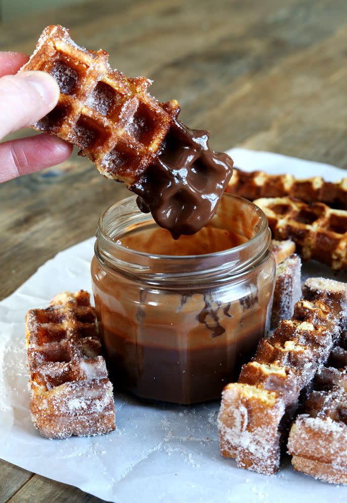 Waffle Churro Sticks with Chocolate