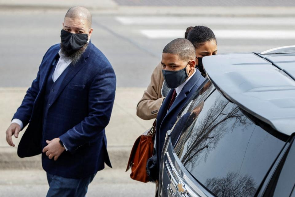 Jussie Smollett arrives at the Cook County Circuit Court in Chicago on Thursday (REUTERS)