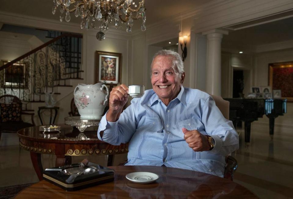 Felipe Valls Sr., the founder of Versailles Cuban restaurant, as well as more than 40 other restaurants, at his home in Coral Gables on Sept. 4, 2020.