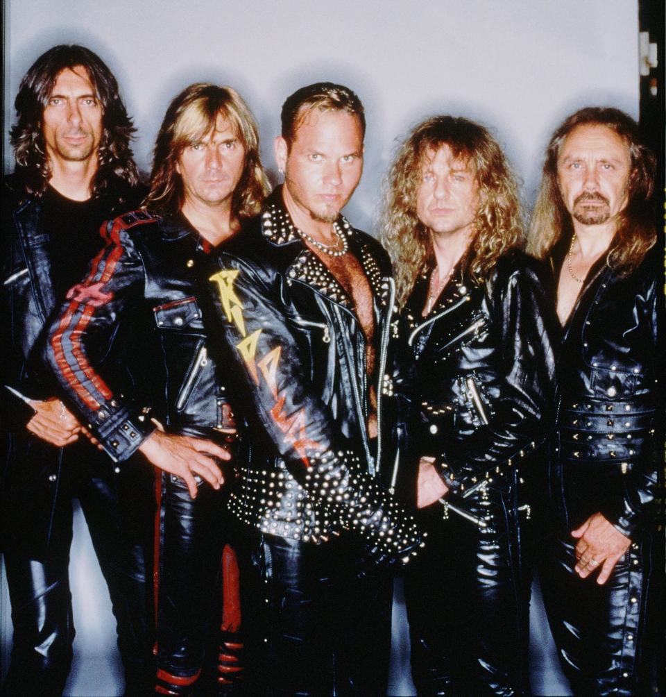 Akron native Tim “Ripper” Owens is front and center in this Judas Priest photo from the late 1990s. Pictured with him are Scott Travis, Glenn Tipton, K.K. Downing and Ian Hill. They recorded the albums “Jugulator” and “Demolition.”
