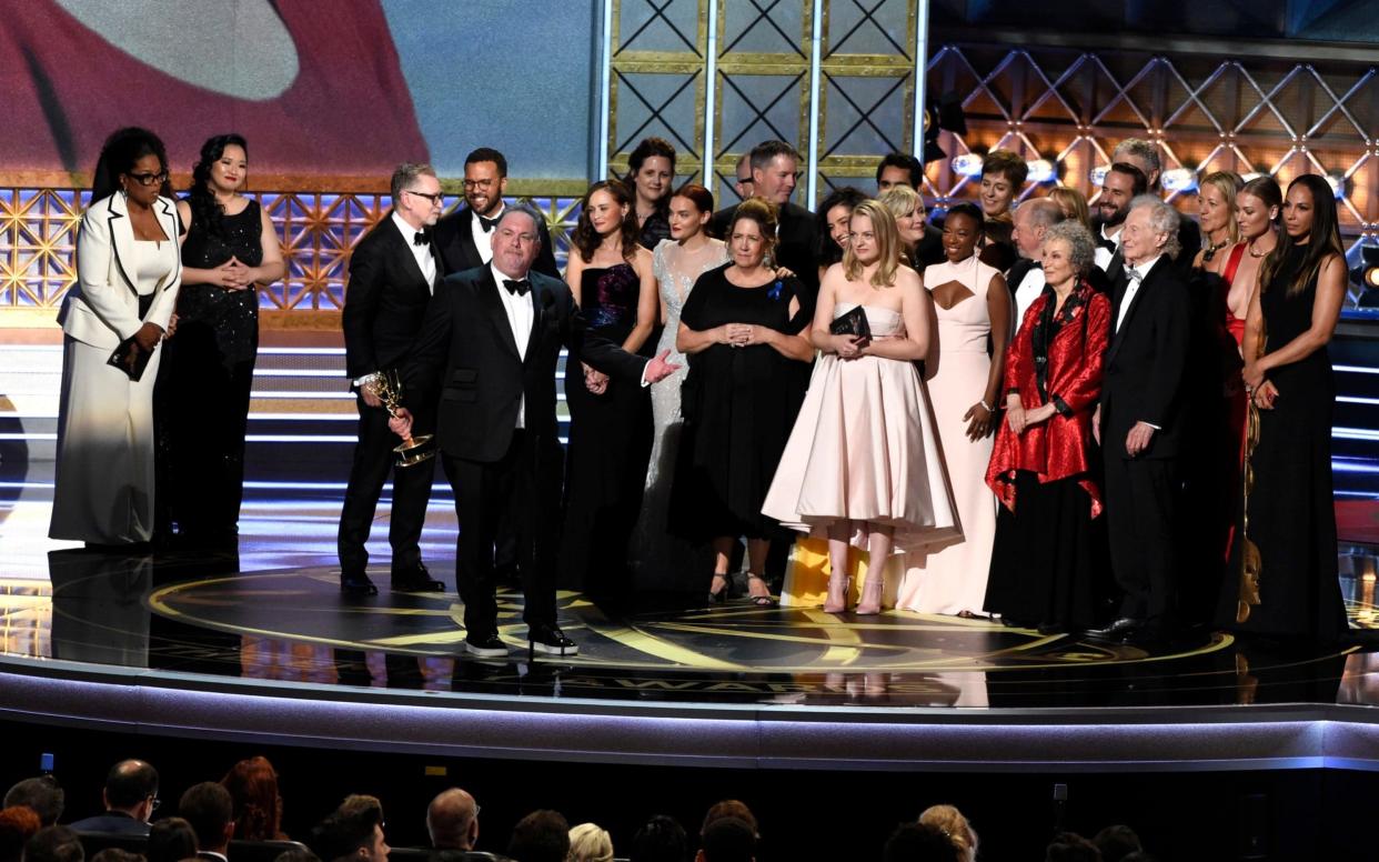 Bruce Miller and the cast and crew accept the award for outstanding drama series for