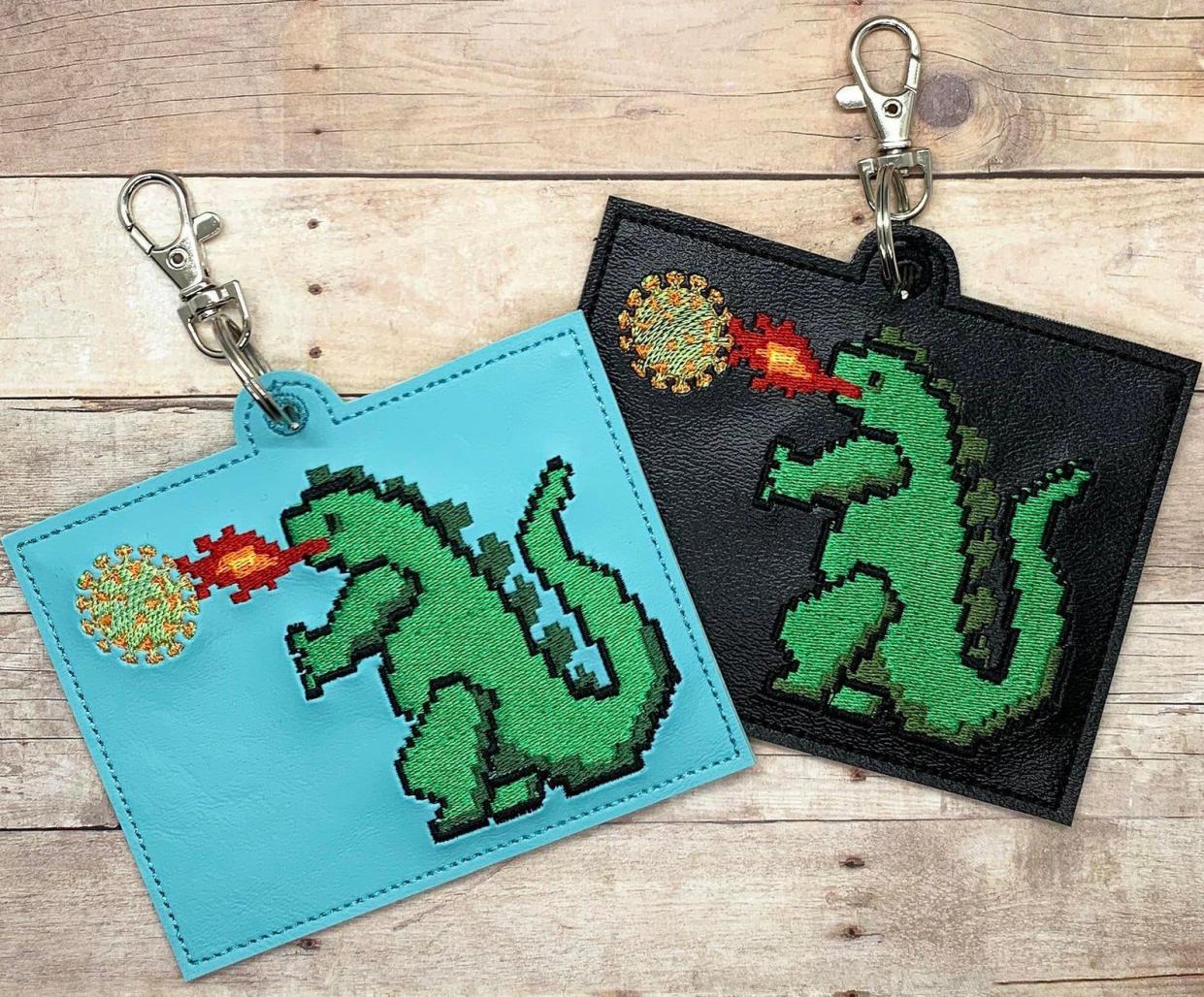 Vaccination card holder, giant lizard monster