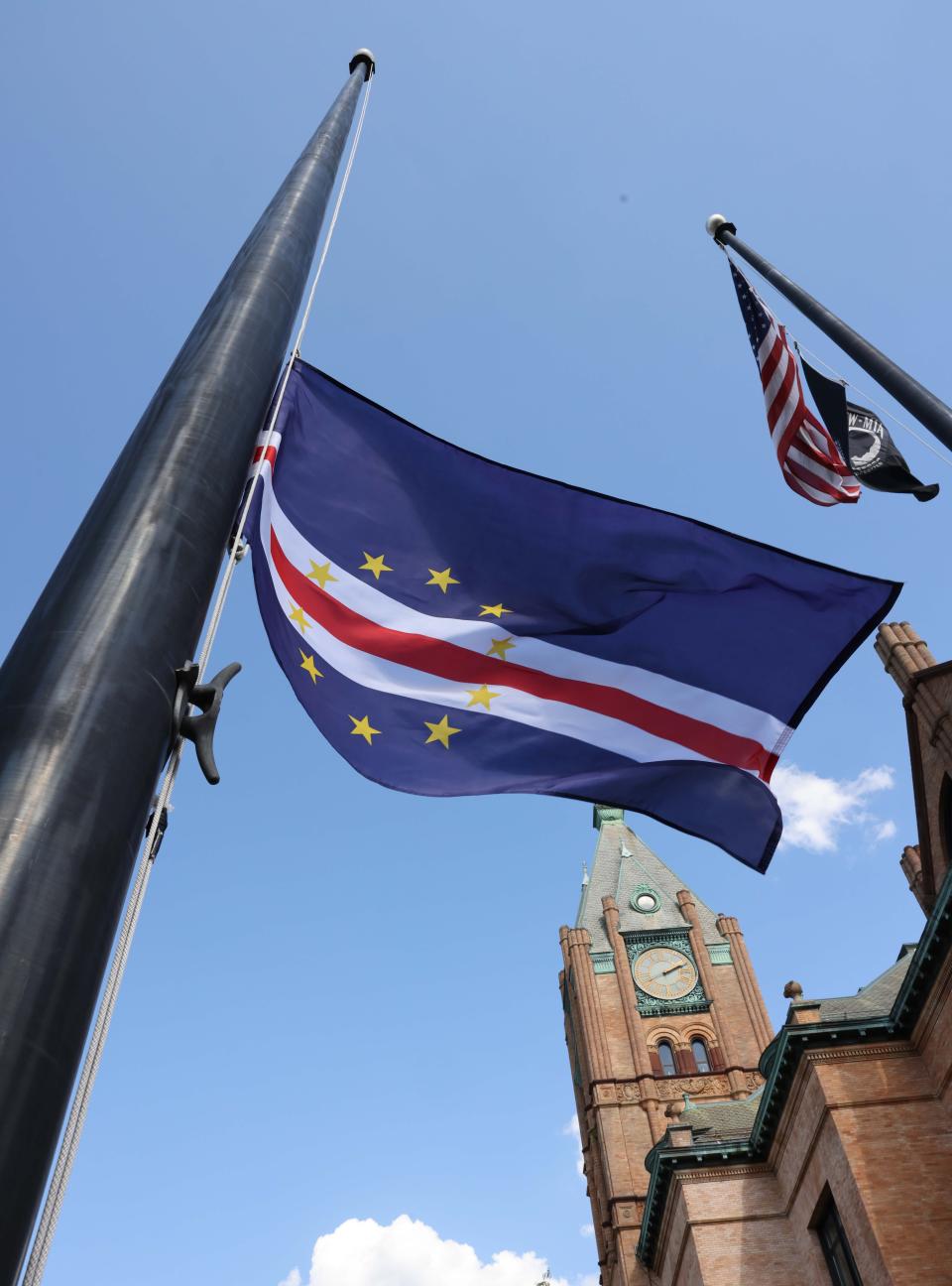 Cape Verde Flag Day is celebrated at Brockton City Hall Plaza on Friday, July 29, 2022.