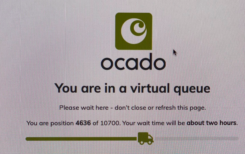 Twitter user Dominic Wakeford showed how long it was taking to order shopping online. (Twitter/@domwakeford)