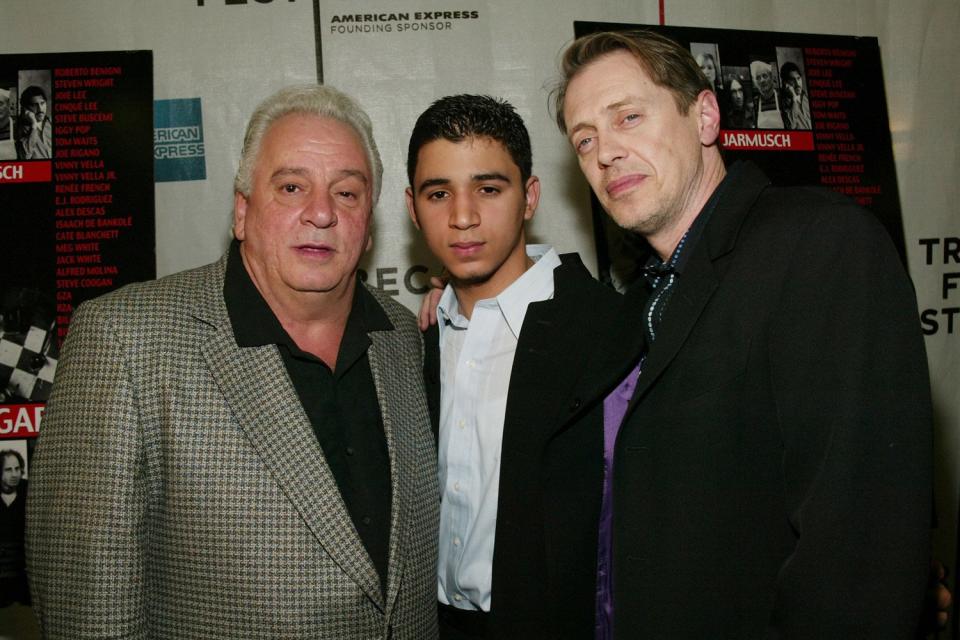 Actors Vinny Vella, Vinny Vella Jr. and Steve Buscemi pictured in 2004 (Getty Images)