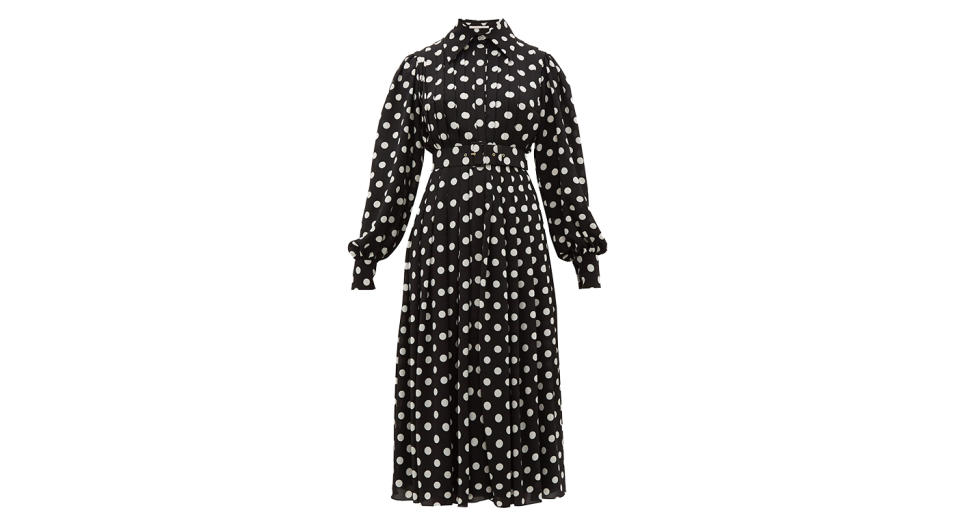 EMILIA WICKSTEAD Anatola pleated polka-dot crepe shirtdress 