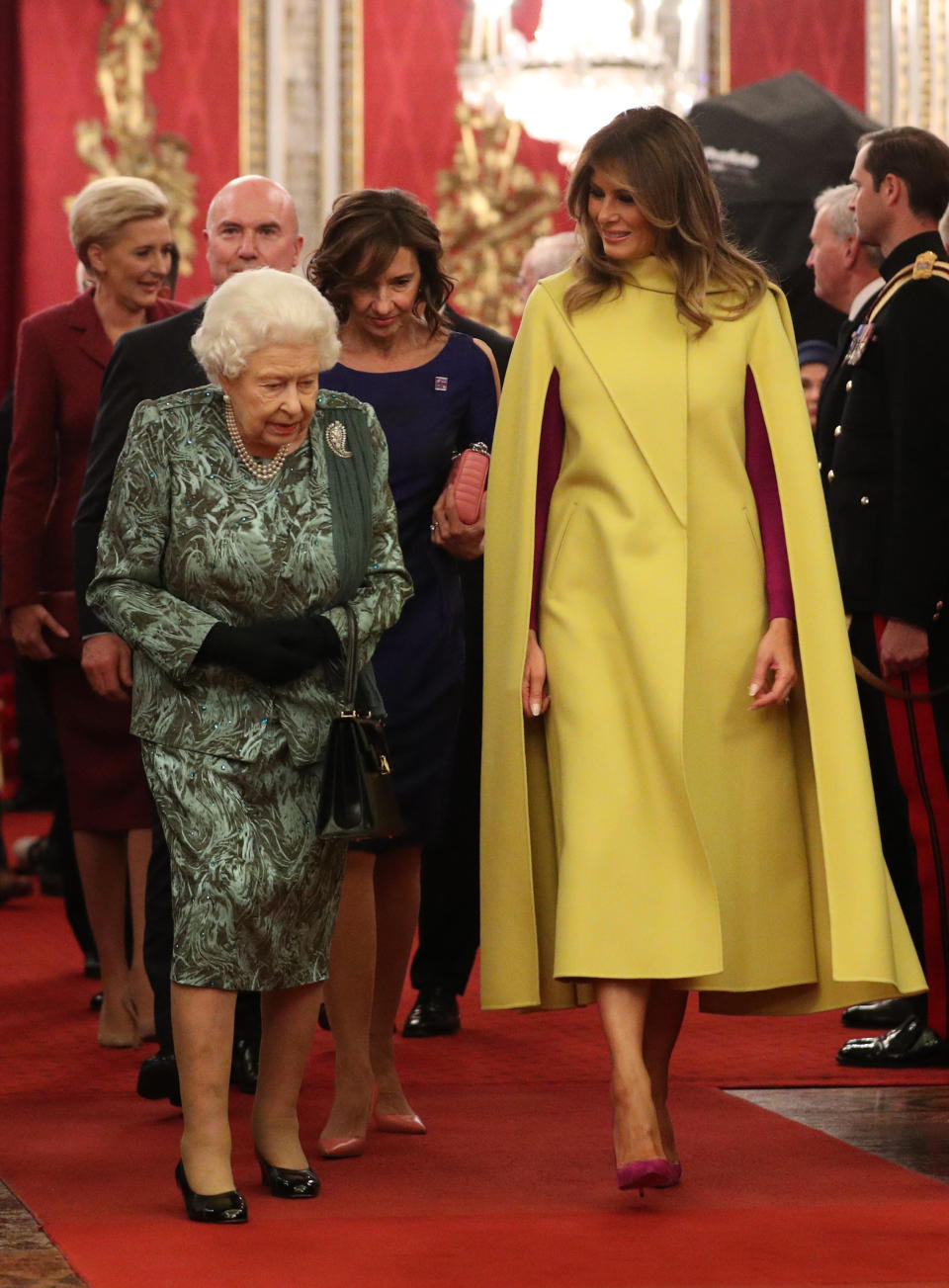 Queen Elizabeth II with Melania Trump during the reception in Buckingham Palace, London, as Nato leaders gather to mark 70 years of the alliance. [Photo: Getty]