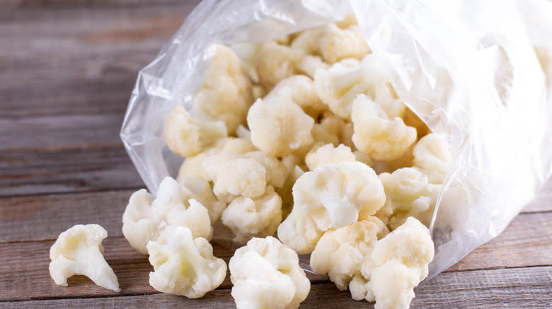 Bag of frozen cauliflower