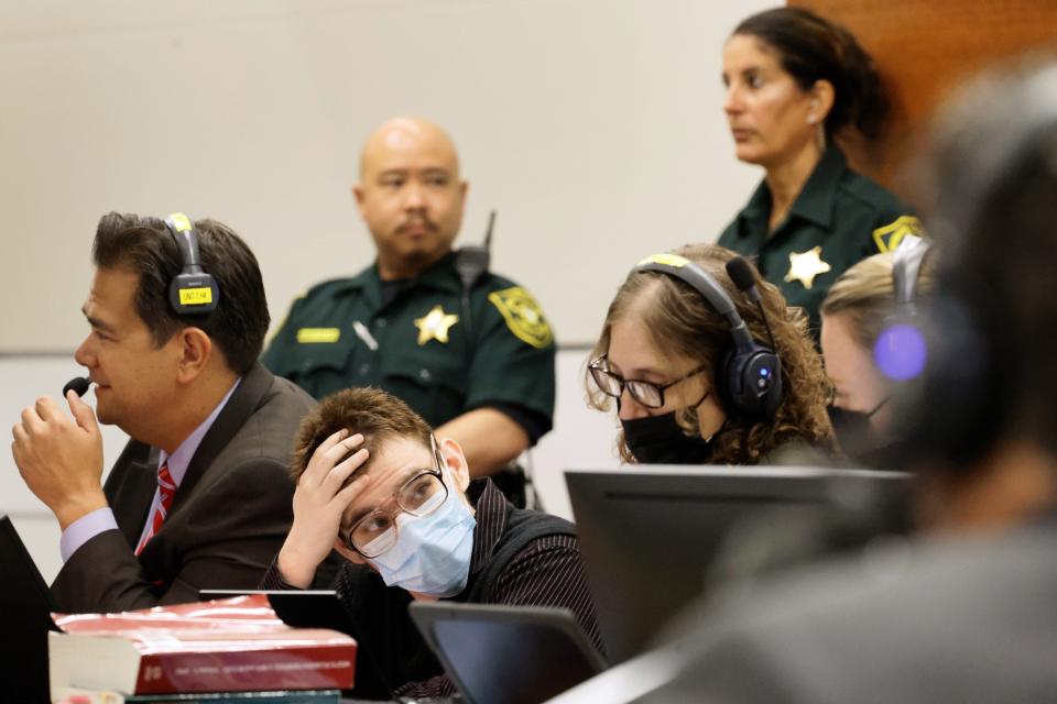 Marjory Stoneman Douglas High School shooter Nikolas Cruz listens during the penalty phase of his trial Tuesday at the Broward County Courthouse in Fort Lauderdale. Cruz previously plead guilty to all 17 counts of premeditated murder and 17 counts of attempted murder in the 2018 shootings.