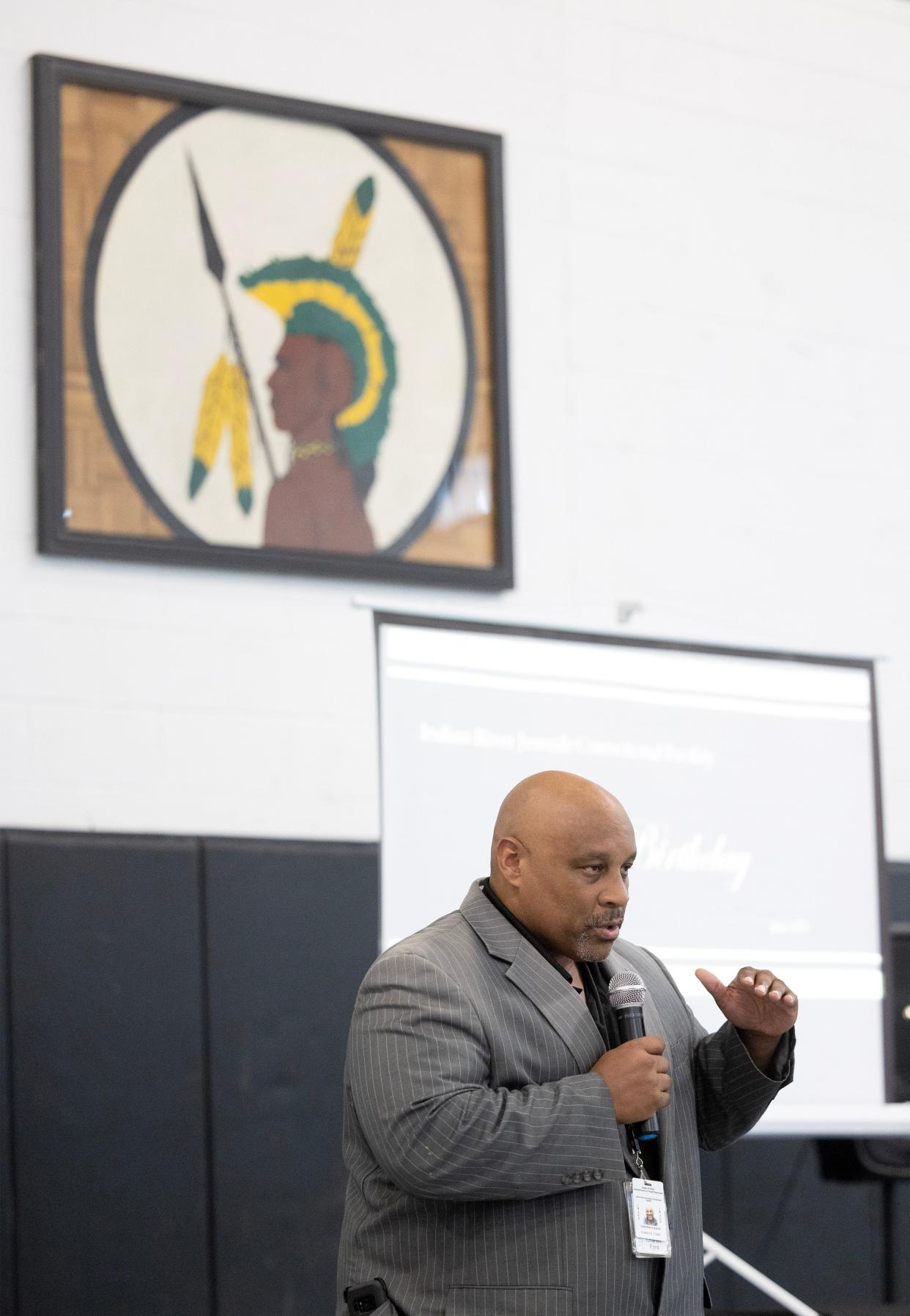 Charles Ford, superintendent of the Indian River Juvenile Correctional Facility in Massillon, speaks last week at a celebration commemorating the facility's the 50th anniversary.