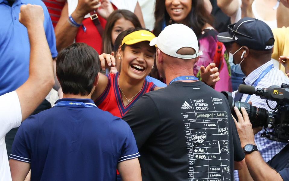 Emma Raducana celebrates winning the US Open - Emma Raducanu’s US Open-winning coach reveals truth behind their split - Getty Images/Al Bello