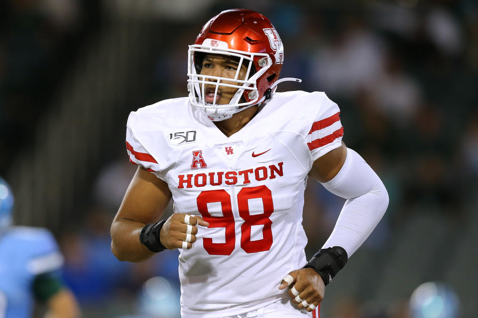 Houston EDGE Payton Turner didn't break out until the 2020 season but carries fascinating upside as a prospect. (Photo by Jonathan Bachman/Getty Images)