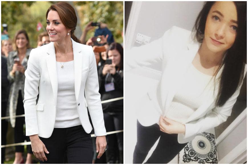 Nothing like a crisp white blazer! We bet the Princess' style twin will get her fitted jacket dirty first, though.