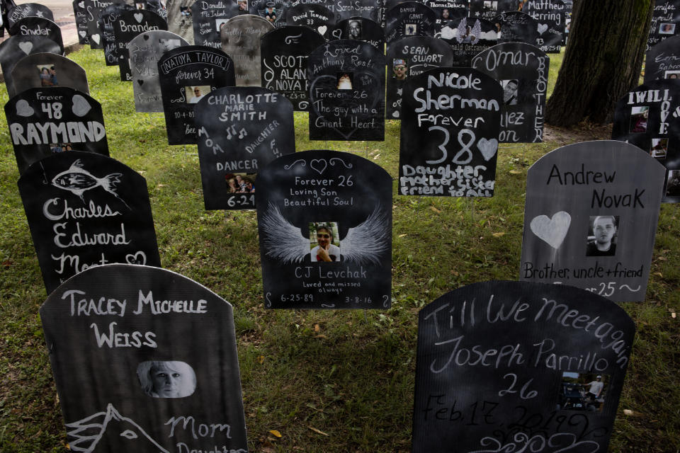 Tidal wave of death. A memorial to America’s hundreds upon hundreds of thousands lost in opioid overdoses. (Credit: Andrew Lichtenstein/Corbis via Getty Images)