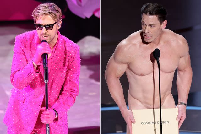 <p>Rich Polk/Variety via Getty</p> Ryan Gosling and John Cena, 2024 Oscars