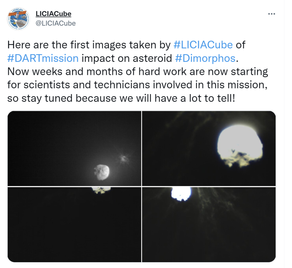 The Cubesat took multiple images (ASI/NASA) 