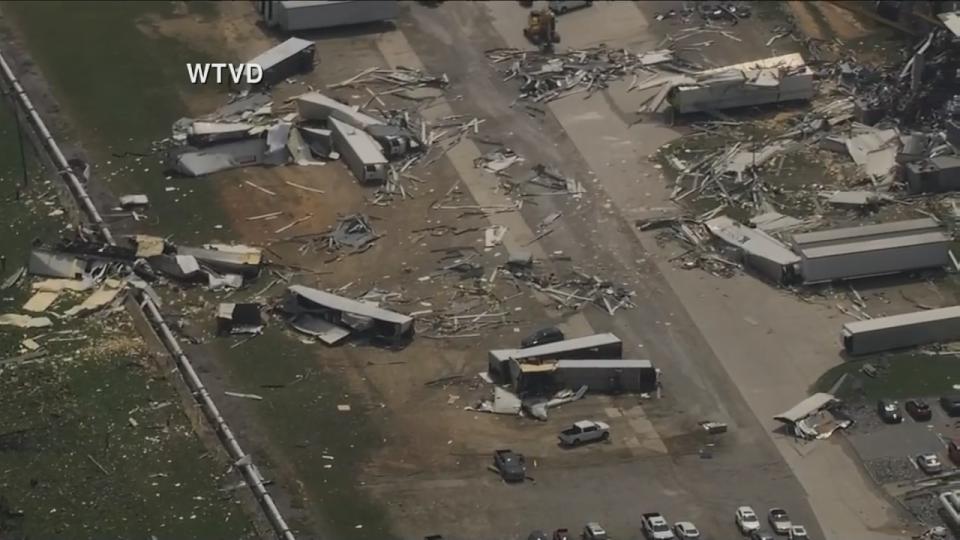 A tornado tore through part of North Carolina Wednesday afternoon, WTVD in Raleigh reports.