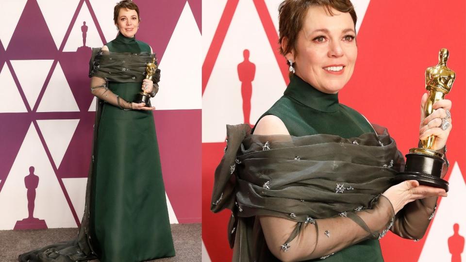 <p> Snapping up an Oscar and a spot on the best dressed list, Olivia looked resplendent in custom-made Prada back in 2019, undoubtedly one of the best Italian clothing brands. While green is largely considered an unlucky color at the Oscars, in Prada and scooping an award, Olivia clearly proved everyone wrong.&#xA0; </p> <p> The figure-skimming, a-line dress with modest turtleneck looked extremely elegant, while the smokey grey sash, with dramatic bow back, decorated in Swarovski crystal flowers, took this outfit to couture heights.&#xA0; </p>
