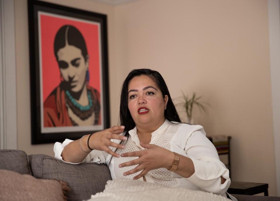 Assemblymember Wendy Carrillo, now running for City Council, at her family's home in Boyle Heights last year.