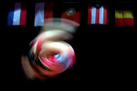 LONDON, ENGLAND - AUGUST 02: Anna Dogonadze of Germany during podium training for trampoline on Day 6 of the London 2012 Olympic Games at North Greenwich Arena on August 2, 2012 in London, England. (Photo by Ronald Martinez/Getty Images)