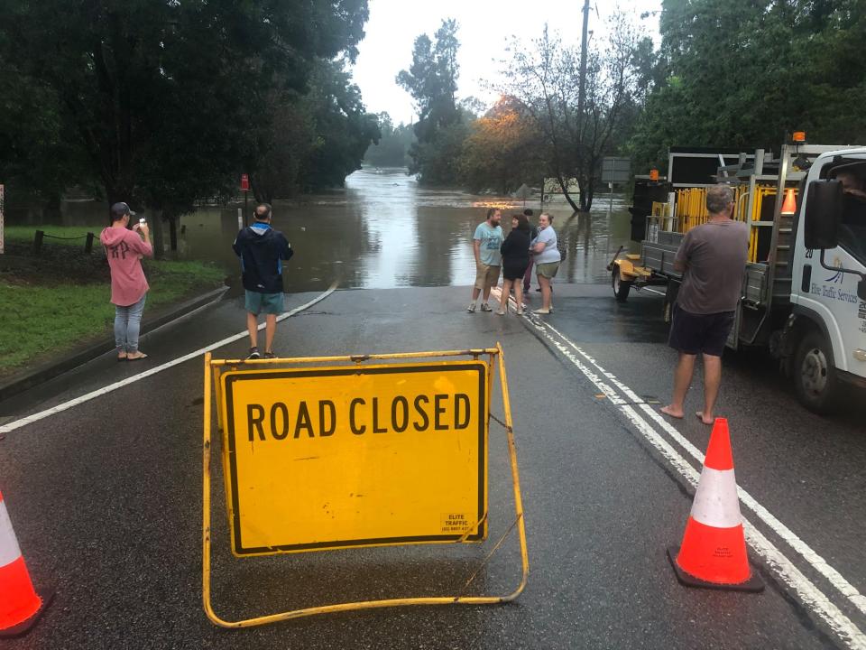 North Richmond bridge seen flooded on Sunday morning. Source: Facebook/NSW SES Hawkesbury Unit