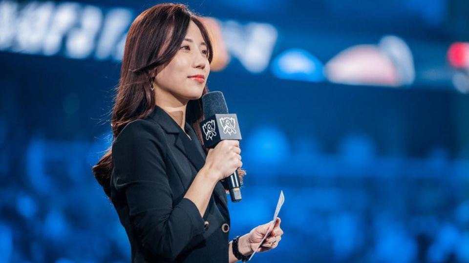 Jeesun Park&#39;s first solo appearance as both host and translator at Worlds 2022. (Photo: Riot Games)