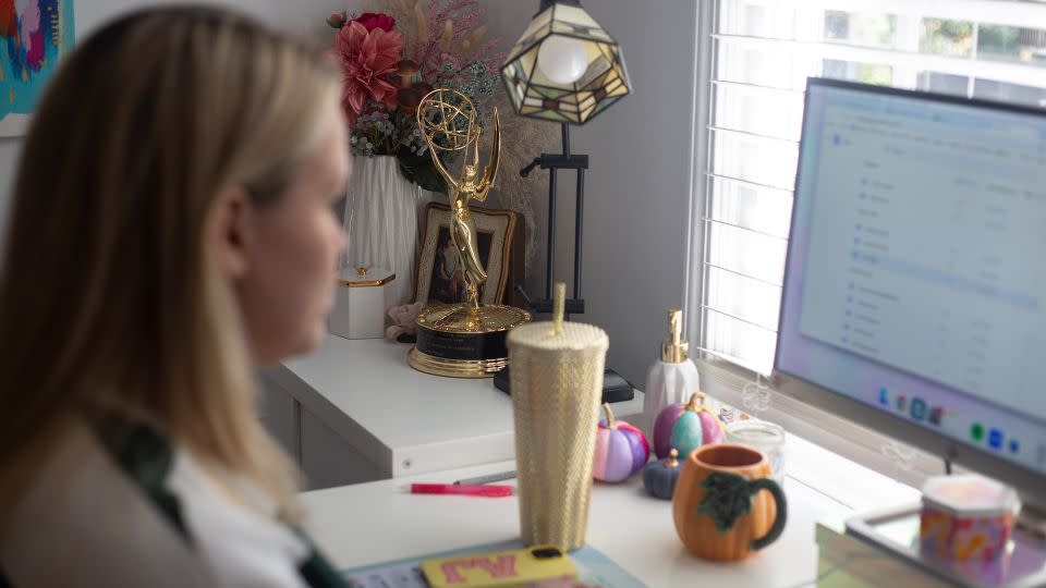 Willingham's Emmy Award is on display near her desk. - Brook Joyner/CNN