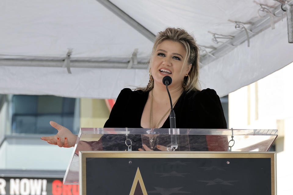 closeup of her talking at a podium