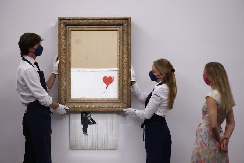 Banksy's 'Love is in the Bin' photocall at Sotheby's