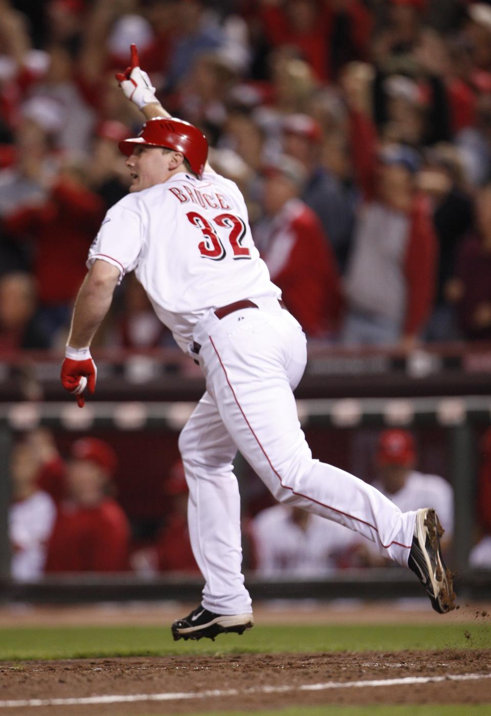 SEPTEMBER 28, 2010: Jay Bruce homered in the bottom of the ninth inning off Houston Astros pitcher Timy Byrdak to win the game 3-2 and the National League Central Division Championship at Great American Ball Park.