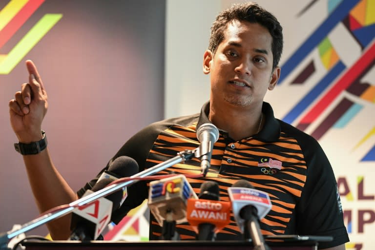 Malaysia's Sport Minister Khairy Jamaluddin speaks during a press conference ahead of the opening ceremony of the 29th Southeast Asian Games (SEA Games) in Bukit Jalil on August 17