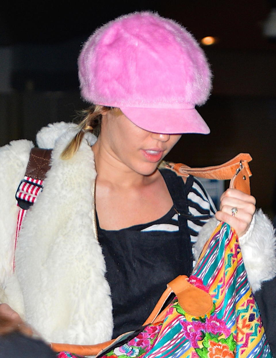 Miley Cyrus was spied at JFK airport rocking some suspicious-looking bling on January 17, 2016