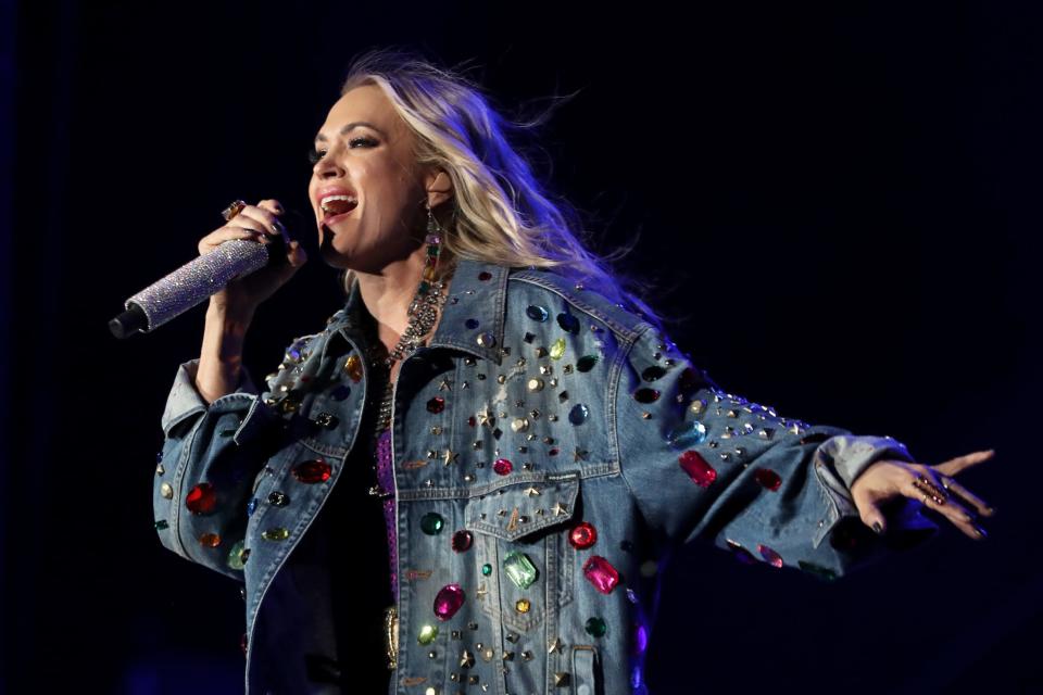 Headliner Carrie Underwood performs on the Mane Stage at Stagecoach country music festival in Indio, Calif., on Saturday, April 30, 2022. 