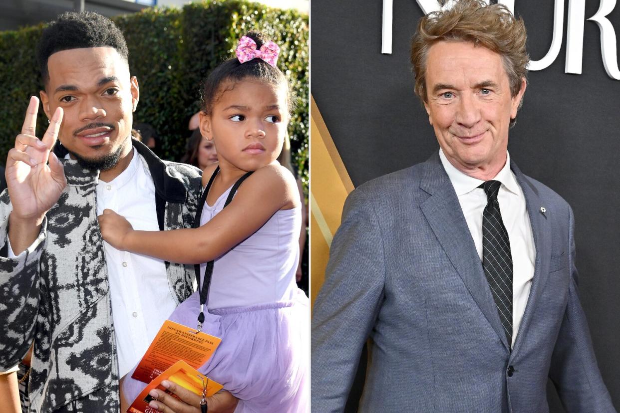 Chance The Rapper and Kensli Bennett attends the premiere of Disney's "The Lion King"; Martin Short attends the Los Angeles Premiere of "Only Murders In The Building"