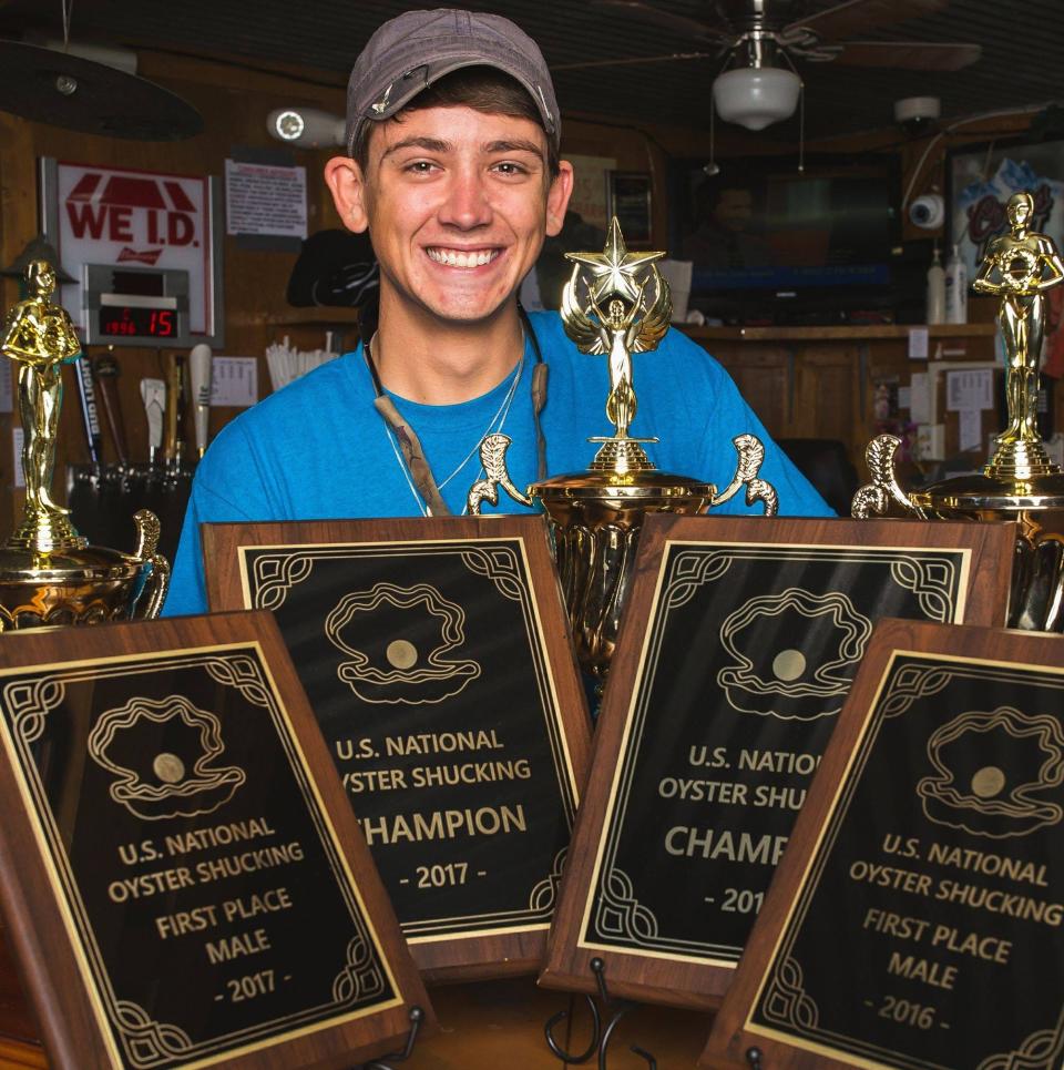 Honor Allen holds the title of the national oyster shucking champion. He will compete in the next competition Oct. 15 to 16 in Lexington Park, Maryland.