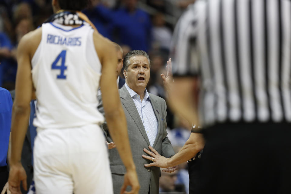 Kentucky was upset by Kansas State in Thursday night’s Sweet 16 game. (AP Photo)