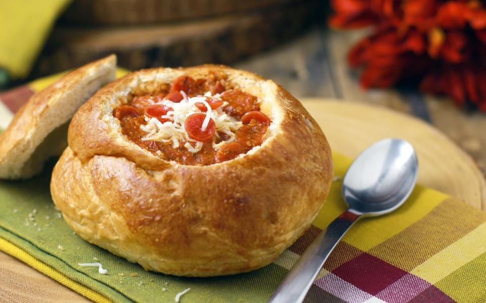 <p>Chad A Elick</p><p>Your favorite slice of pizza transformed into soup!</p><p><strong>Get the recipe: <a href="https://tempest.saymedia.com/230779/donnaelick/30-minute-pepperoni-pizza-soup-in-bread-bowls/" rel="nofollow noopener" target="_blank" data-ylk="slk:Pepperoni Pizza Soup;elm:context_link;itc:0;sec:content-canvas" class="link ">Pepperoni Pizza Soup</a></strong></p><p><strong>Related: <a href="https://parade.com/734452/lorilange/10-good-for-you-healthy-soup-recipes/" rel="nofollow noopener" target="_blank" data-ylk="slk:10 Good For You, Healthy Soup Recipes;elm:context_link;itc:0;sec:content-canvas" class="link ">10 Good For You, Healthy Soup Recipes</a></strong></p>