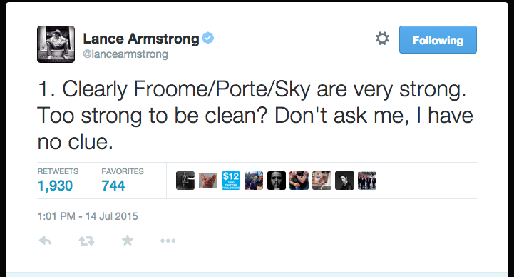 Lance Armstrong tweets question about Chris Froome doping