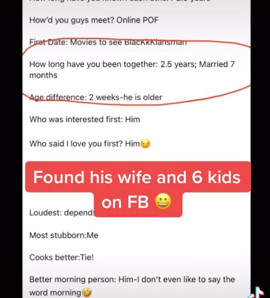 Nadiyah TikTok Facebook post revealing 'single' date actually married with six kids