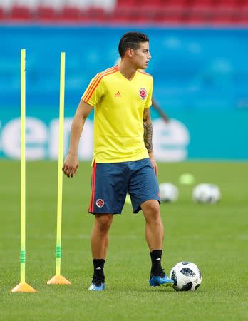 Soccer Football - World Cup - Colombia Training - Kazan Arena, Kazan, Russia - June 23, 2018 Colombia's James Rodriguez during training REUTERS/John Sibley