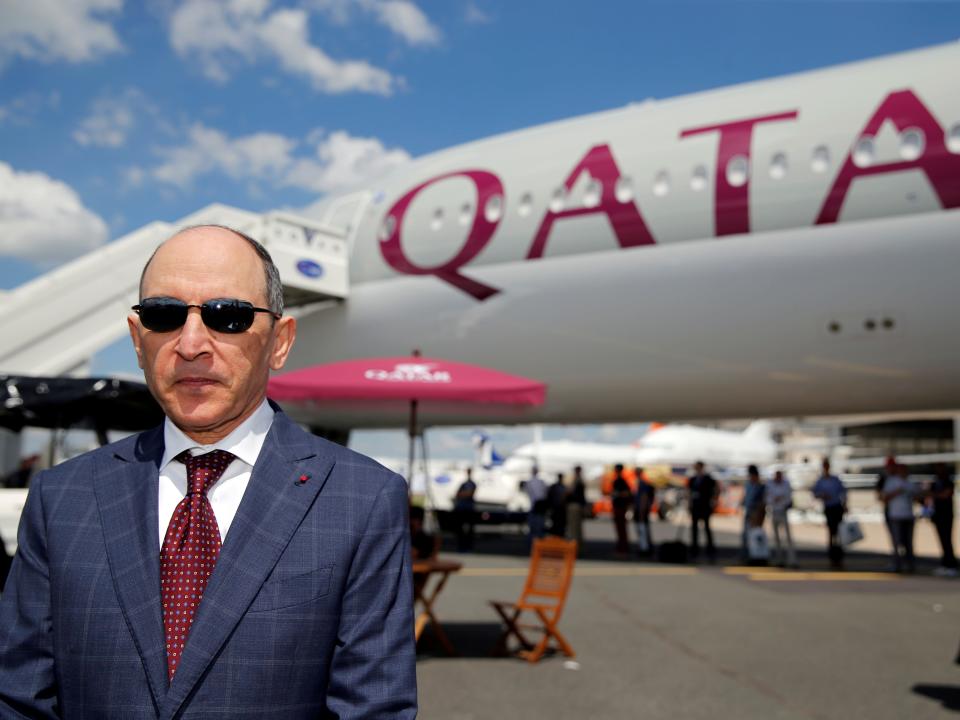 FILE PHOTO: Qatar Airways Chief Executive Officer Akbar Al Baker is seen during the 53rd International Paris Air Show at Le Bourget Airport near Paris, France, June 17, 2019. REUTERS/Pascal Rossignol/File Photo