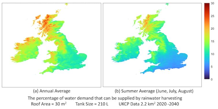 <span class="caption">Rainfall rates vary across the UK.</span> <span class="attribution"><span class="license">Author provided</span></span>