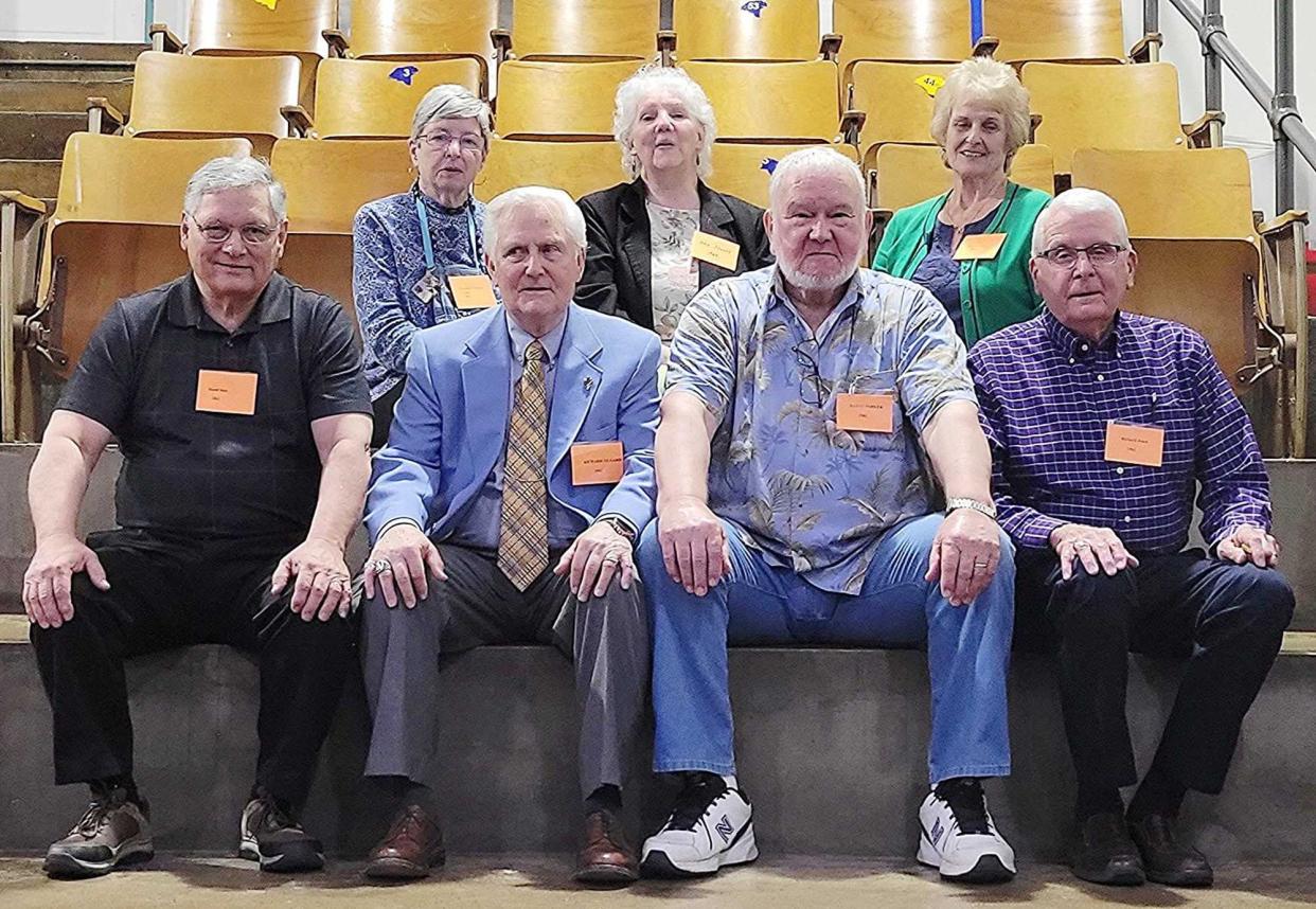 Hayseville Class of 1962 alumni seated in the front row from L-R Dave Seiss, Dick, Dilgard, Dan Parker, Dick Jones, Back Row L-R Suzanne Casner, Jean Sheriff, Alice French.TONY ORENDER, TIMES-GAZETTE.COM