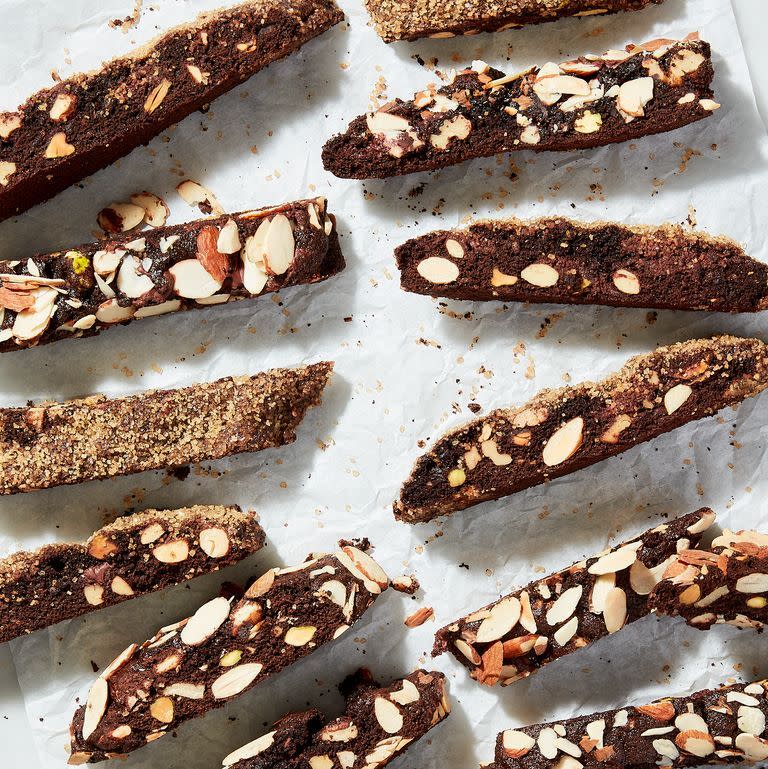 <p>What really sets this version apart from most other <a href="https://www.delish.com/cooking/recipe-ideas/a25486278/biscotti-recipe/" rel="nofollow noopener" target="_blank" data-ylk="slk:biscotti;elm:context_link;itc:0;sec:content-canvas" class="link ">biscotti</a> recipes is the use of whole wheat flour. Not only does it add a little nutritional bump, it also contributes a slight nutty-sweetness that pairs really well with the dark cocoa powder, subtle peppermint, and crunchy almonds.</p><p>Get the <strong><a href="https://www.delish.com/cooking/recipe-ideas/a37273692/chocolate-biscotti-recipe/" rel="nofollow noopener" target="_blank" data-ylk="slk:Nutty Peppermint Chocolate Biscotti recipe;elm:context_link;itc:0;sec:content-canvas" class="link ">Nutty Peppermint Chocolate Biscotti recipe</a></strong>.</p>