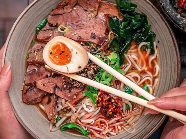 Enjoy a piping hot bowl of the halal spicy beef ramen at Yuriko Sushi on a cold day to warm you up. (Photo: Yuriko Sushi)