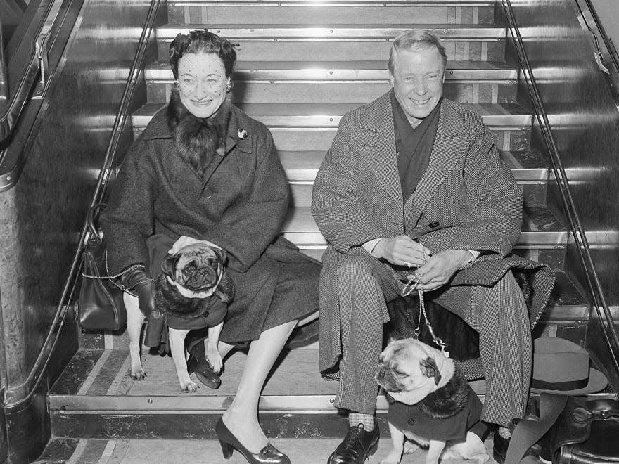 The Duke and Duchess of Windsor with their pugs