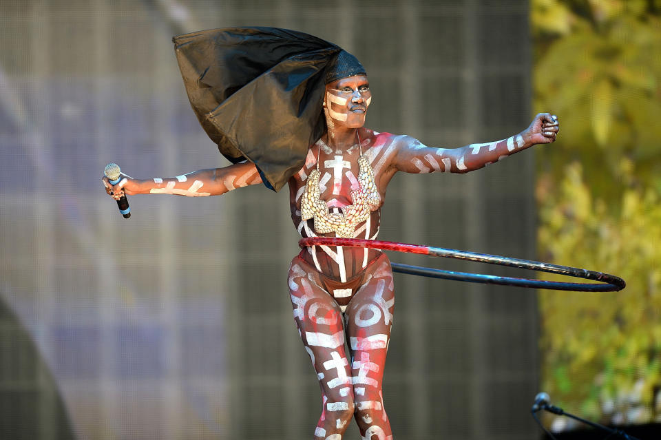 2015: Grace Jones performs at the British Summer Time at Hyde Park in London.