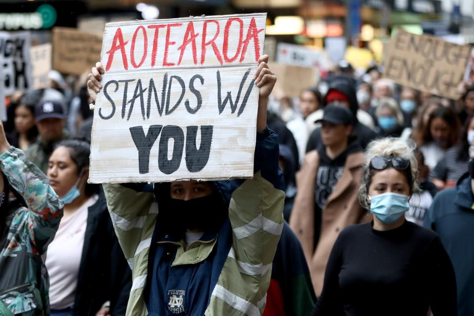 <h1 class="title">Auckland Black Lives Matter Rally Held In Solidarity With U.S. Marches</h1><cite class="credit">Getty Images</cite>