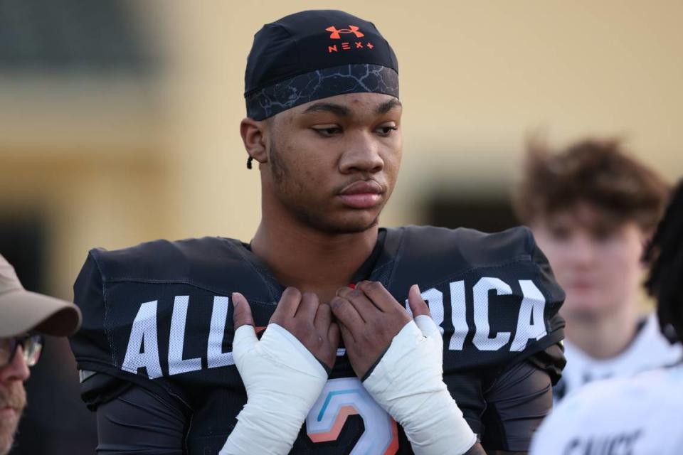 Dylan Stewart (2) practices for the Under Armour Next All-America Game at the ESPN Wide World of Sports in Kissimmee, Florida on December 30, 2023.