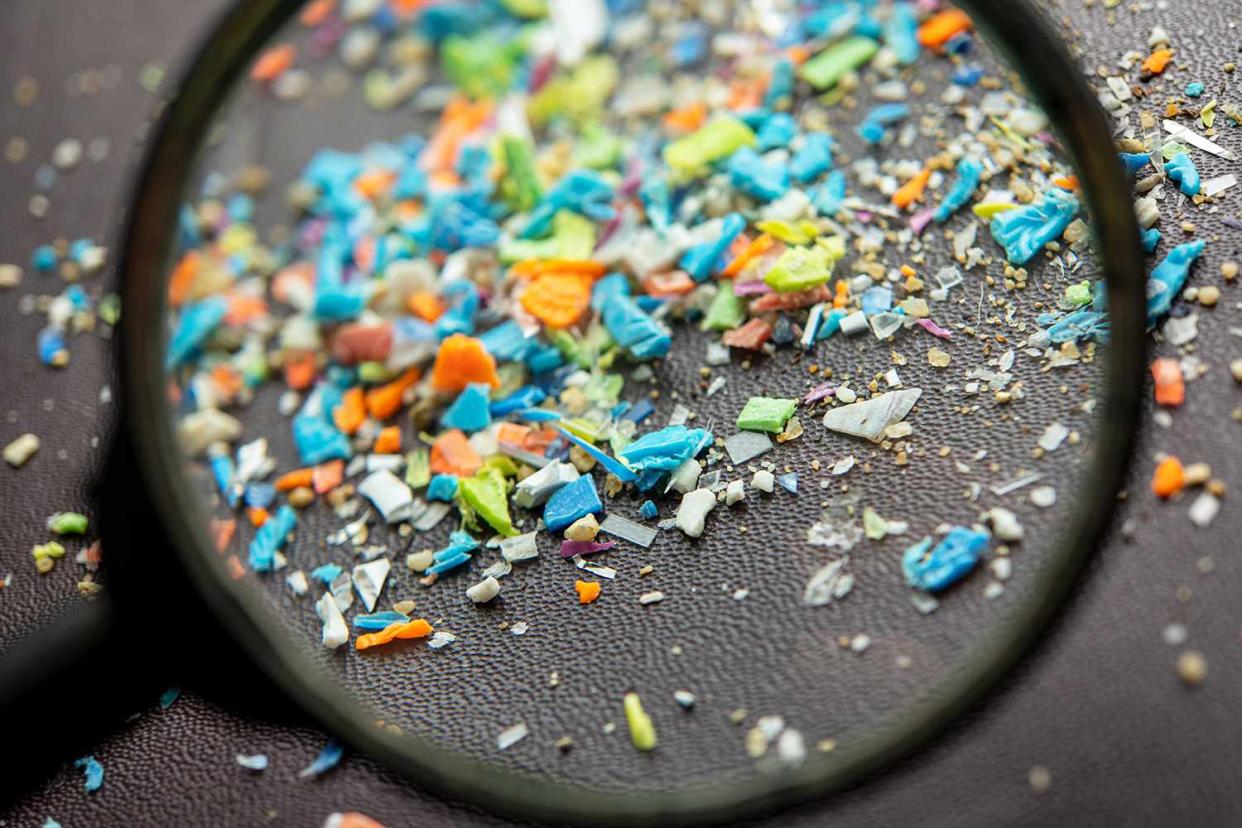 <p>Svetlozar Hristov/Getty</p> Close-up view of microplastics. 